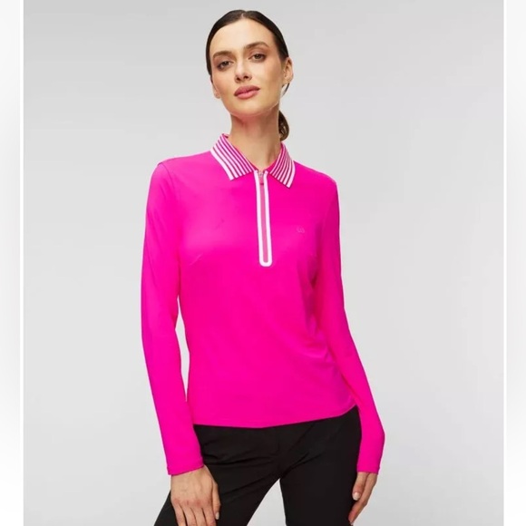 G/FORE | Tops | Gfore Silky Tech Nylon Quarter Zip Polo Top Dayglo Pink ...